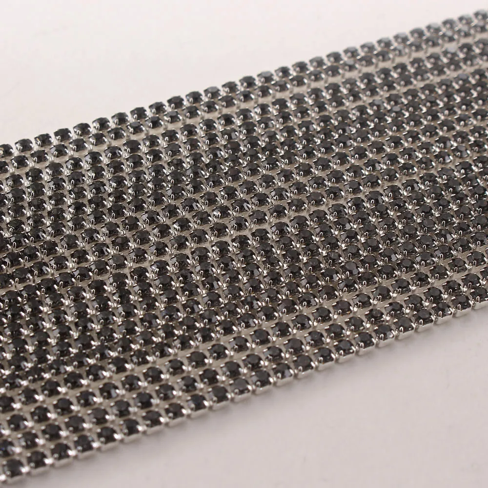 10 ярдов прозрачный черный кристалл коготь Кристалл Стразы цепь градиент плотная