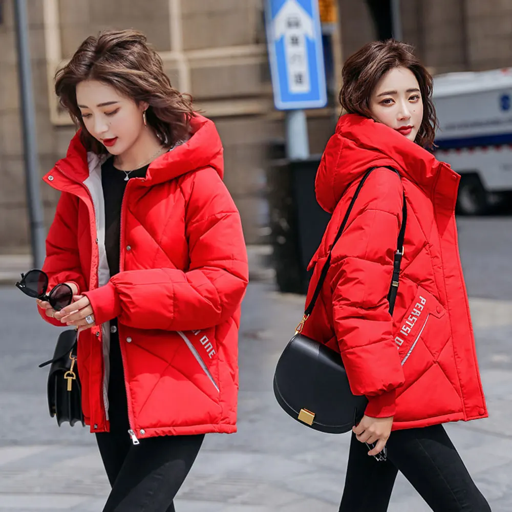 PinkyIsBlack 2020 New Winter Jacket Women Parkas Hooded Thick Down Cotton Padded Female Jacket Short Winter Coat Women Outwear