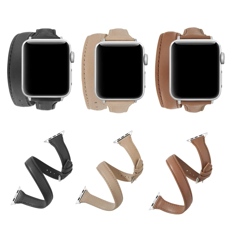 Кожаная Петля для Apple Watch Band Series SE 6 5 4 3 2 1 сверхдлинный ремешок iwatch 40 мм 44 42 38