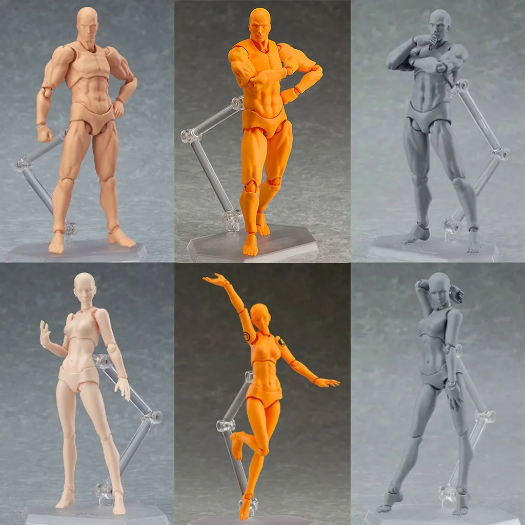 ПВХ Фигурки тела модель манекен bjd арт схематичный эскиз фигурка 3D13cm фигурка игрушки художника подвижная Мужская Женская фигурка с шарнирными соединениями
