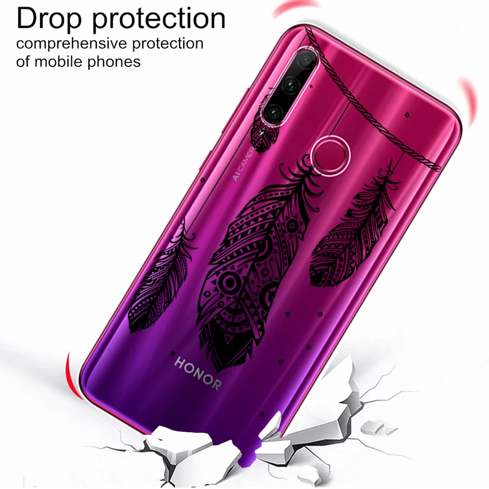 Черный сексуальный силиконовый чехол с цветочным кружевом для Huawei Honor 30 10i 20i 9 9X 8X