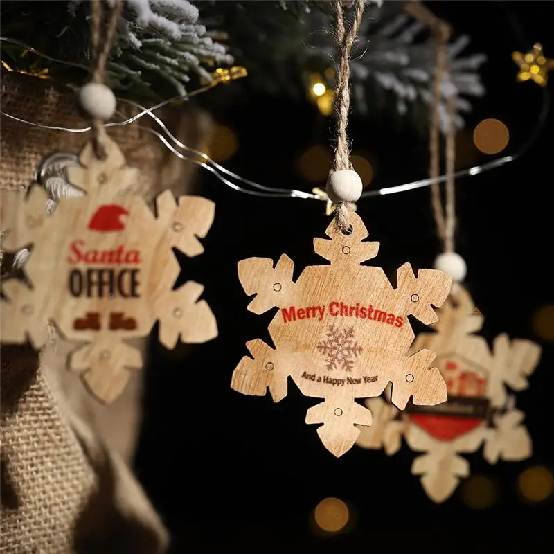 

Новогодние и рождественские украшения 2020 года, деревянная английская буква, подвеска в виде снежинки на рождественскую елку, ярлык в виде с...
