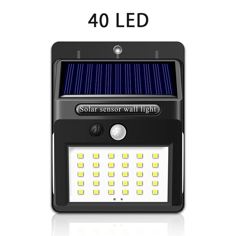 40 LED Solar light CHIZAO 40 светодиодный настенный светильник на солнечной батарее с датчиком движения PIR IP65 водонепроницаемые садовые лампы солнечный светильник Беспроводная автоматическая зарядка - Испускаемый цвет: 40 LED Solar light
