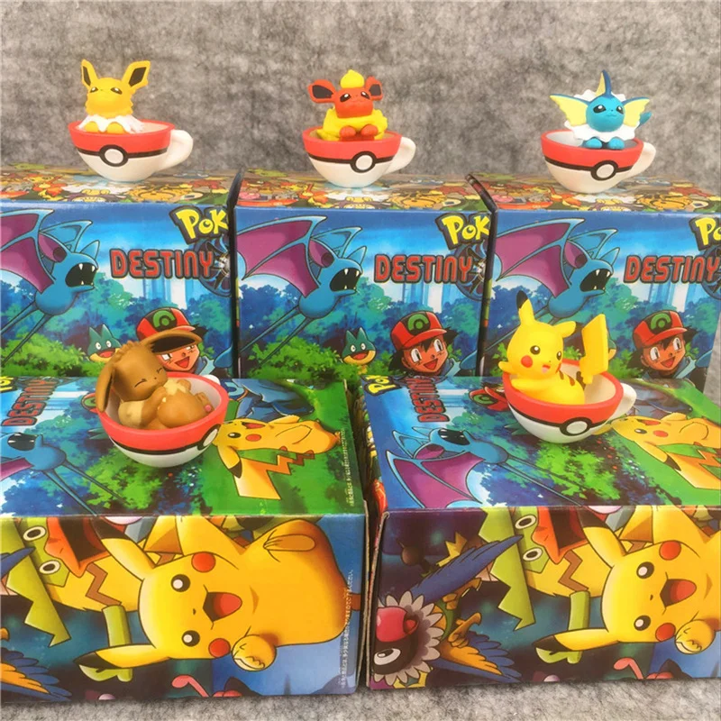 

5 Styles Bandai Pokmon 3CM Eevee Pikachu Anime Figures Toys Model Kawaii PVC Figures Doll Collection Best Gift for Kids