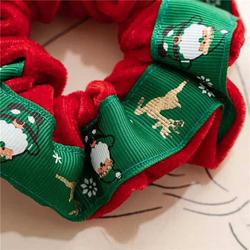 

4pcs Christmas Style Hair Scrunchie Multicolor Santa Elk Ribbon Velvet Hair Ties Ponytail Holder Rope Gifts Hair Accessories