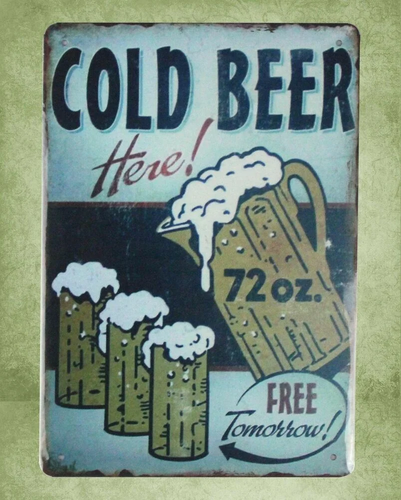 Холодное пиво здесь кафе бар Паб Оловянная металлическая табличка поп магазин