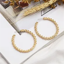 Женские винтажные сережки Ufavoirte золотистые круглые с