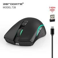 wireless charging mouse for zerodate t26 2 4g with type c interface portable for office household computer accessory gaming