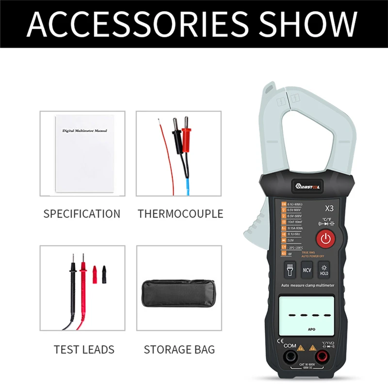

MUSTOOL X3 Fully Intelligent True RMS Clamp Meter 6000 Counts Automatic Identification Digital Multimeter