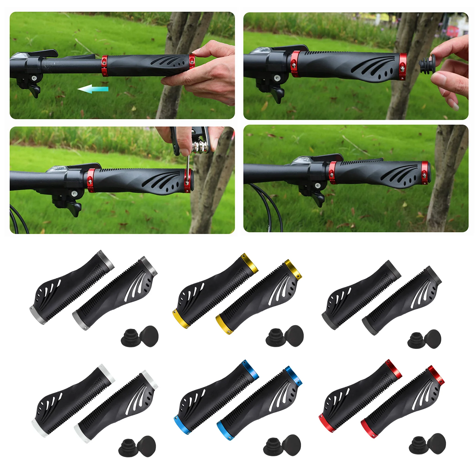 

Bike Handlebar Grips Shock Absorbing Anti Skid Handle for MTB Cycling