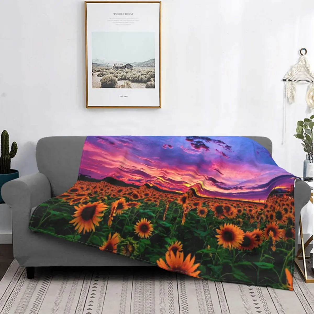 

Manta de vellón con forma de girasol, manta de felpa de Coral, supercálida, portátil, para cama, oficina, Otoño e Invierno