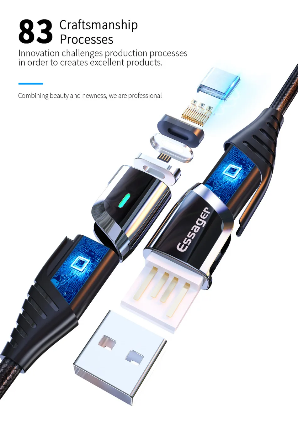 Магнитное зарядное устройство Essager Micro USB кабель для iPhone samsung провод для быстрого заряда Шнур usb type C type-C магнитные кабели для мобильных телефонов