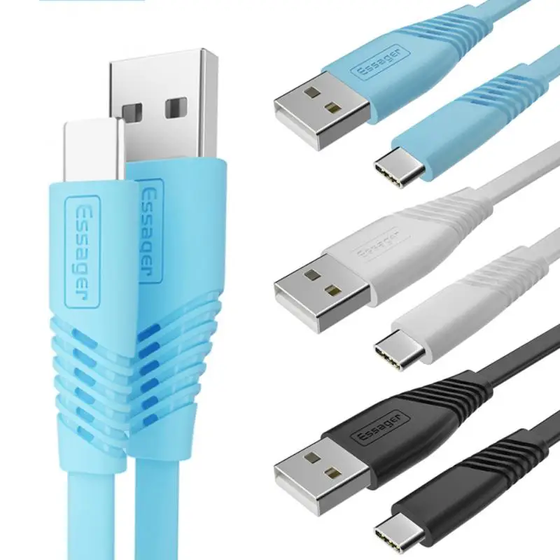 Кабель Essager USB Type-C для быстрой зарядки и передачи данных Samsung S8 S9 Xiaomi 3 2S A2 8 6 Huawei P20 P30