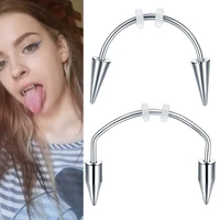 1pc stainless steel ring c rod vampire fangs spike lips hoop rings tooth lace nail vampire piercing body jewelry