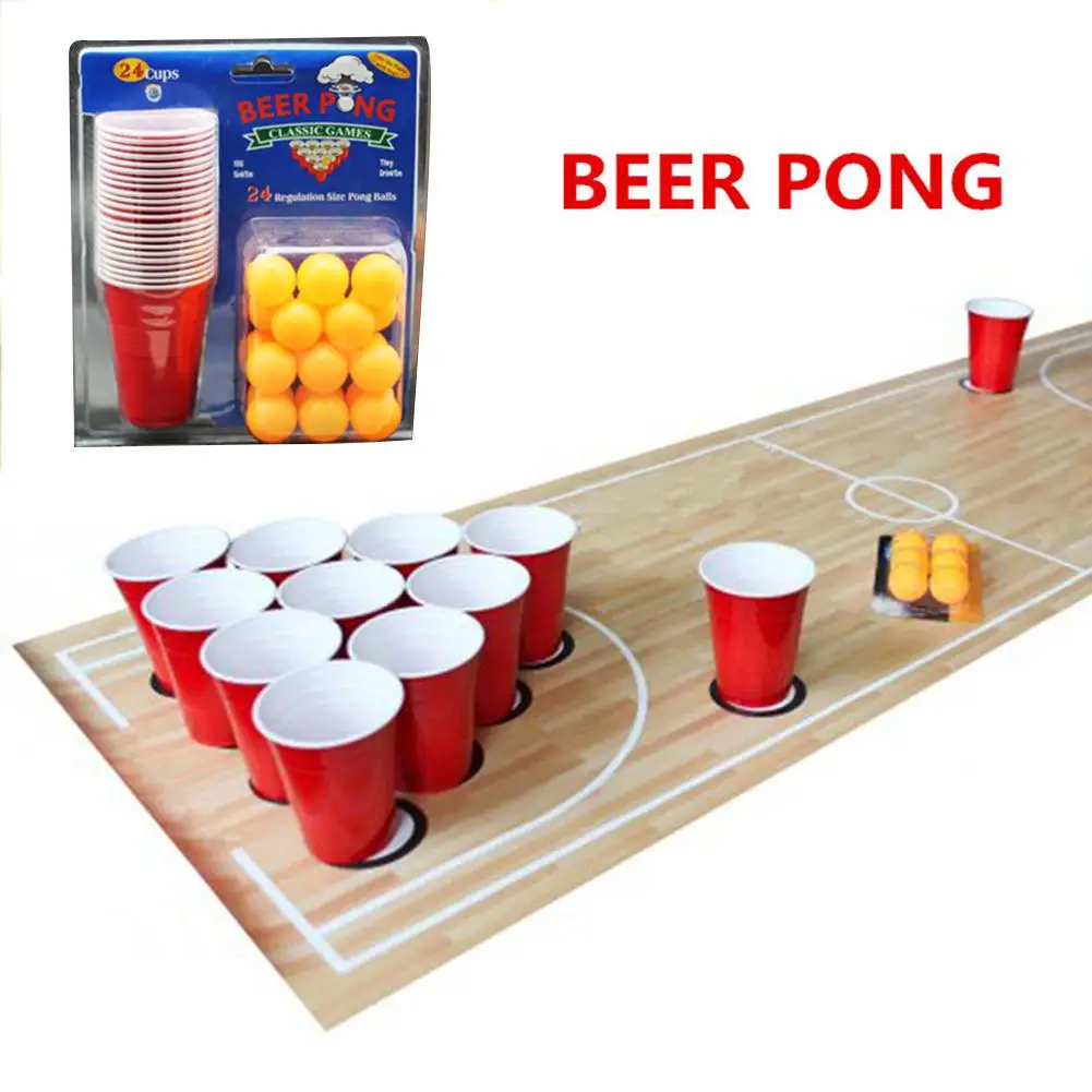 1 Набор для пинг понга Очки Игры бросать питьевой реквизит Beer Pong 24 красное вино