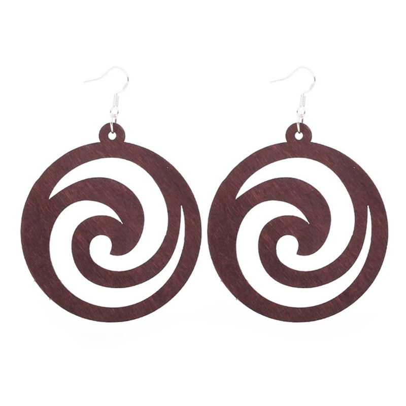 Оптовая цена хорошее качество деревянные серьги органические коричневые полые