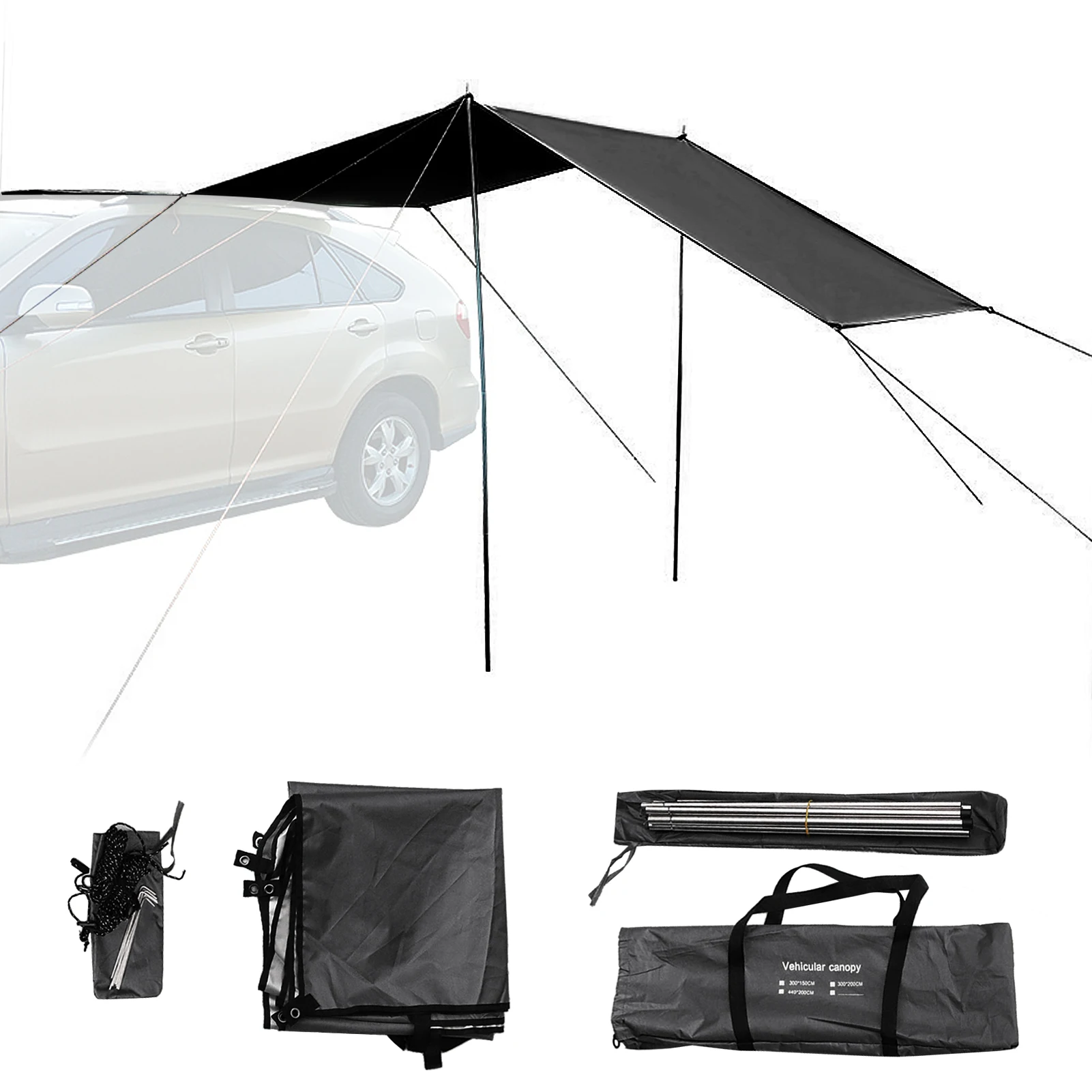 

Auto Canopy Tent Roof Top for SUV Car Outdoor Camping Travel Beach Sun Shade