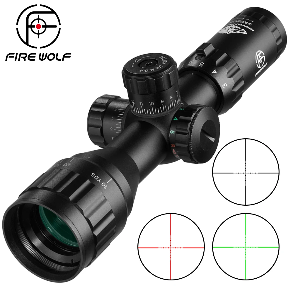 Тактический охотничий прицел FIREWOLF 3 9x32 AOL оптика с подсветкой в виде Красной и