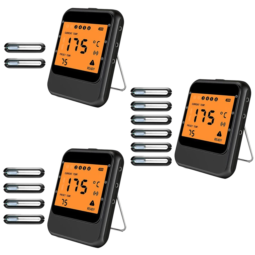 

Wireless Smart BBQ Meat Thermometer Smoking Thermometer Smart LCD Display Alarm Functions Instant Read for Chef Women