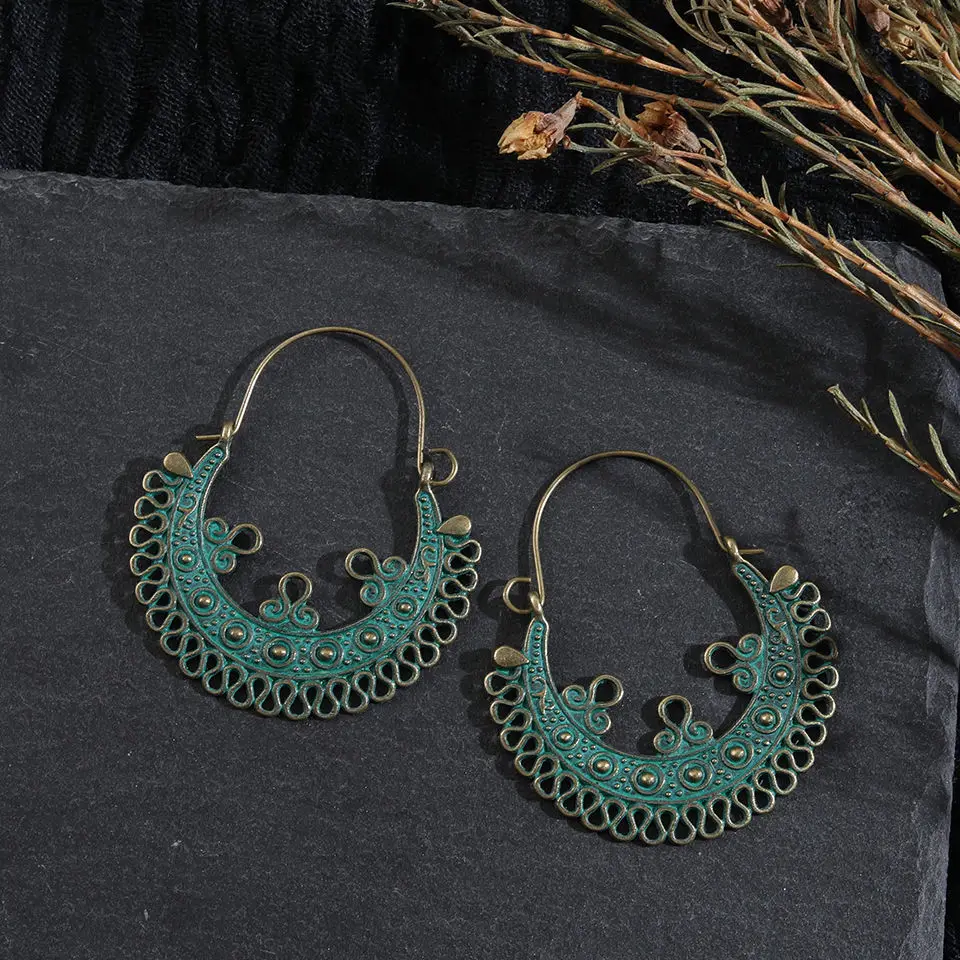 Винтажные этнические антикварные медные бронзовые Висячие серьги для женщин 2019