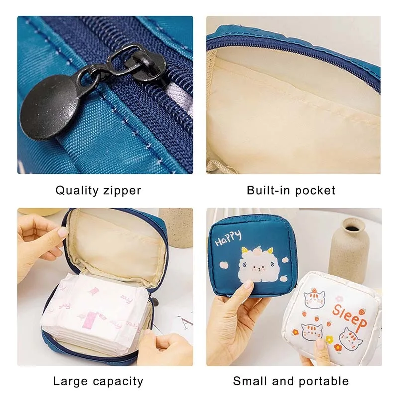 

Waterproof Tampon Storage Women Bag Cute Sanitary Pad Pouches Portable Makeup Lipstick Key Earphone Data Cables Organizer