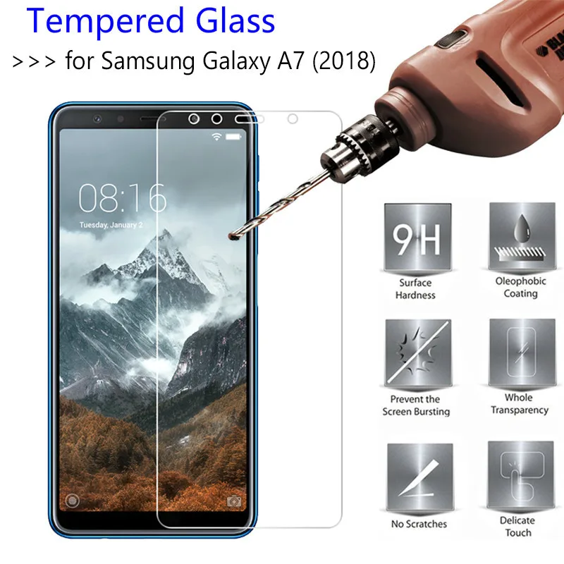

9H Tempered Glass For Samsung Galaxy A7 2018 Screen Protector protective film For Samsung Galaxy A7 2018 2.5d protection glas
