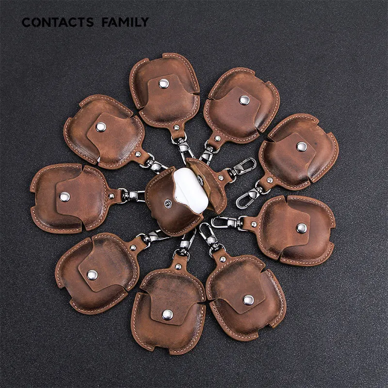 Чехол Funshion Lab для беспроводных наушников кожаный защитный чехол Airpods с брелоком |