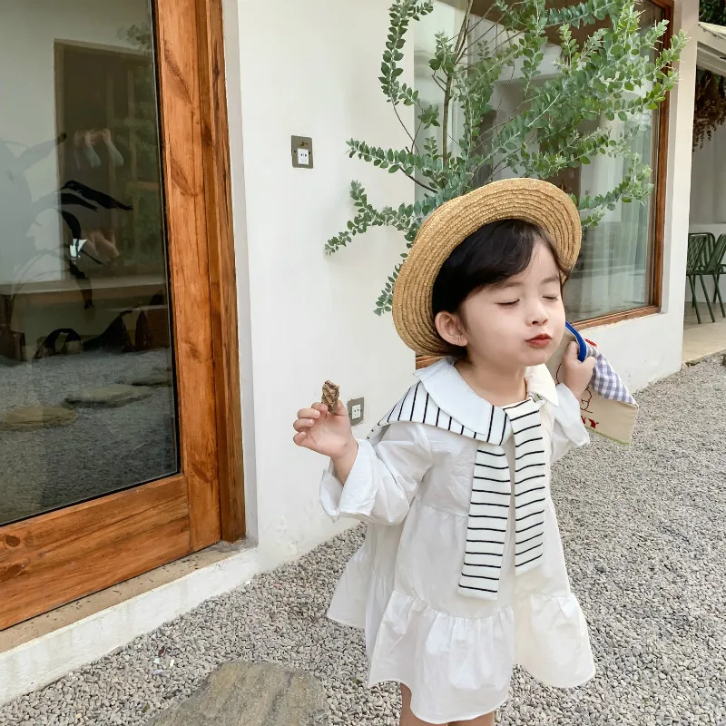 Весеннее Новое поступление хлопковое однотонное мини-платье в Корейском стиле с