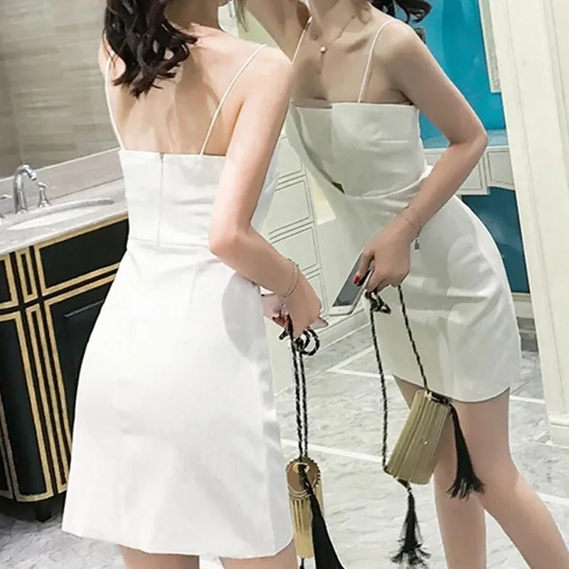 

Spaghetti Strap Women Summer Style Sexy A-Line Dresses Lady Casual Sleeveless Mini A-Line Dress Vestidos SS462