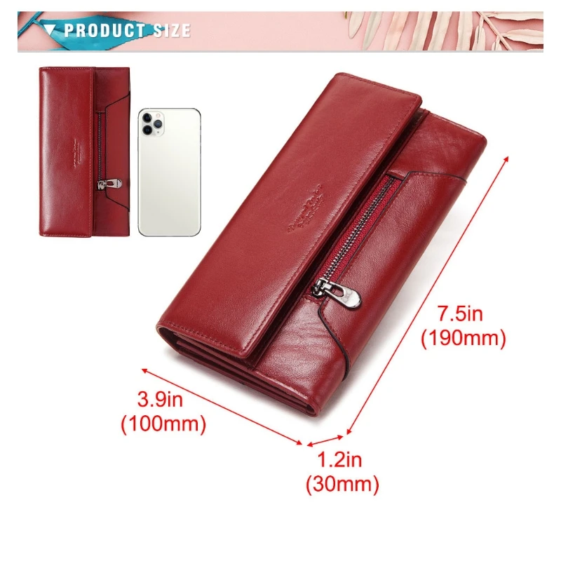 

Women Lady Clutch Leather RFID Wallet Long Card Holder Phone Bag Case Purse Handbags Organizer Coin Purses