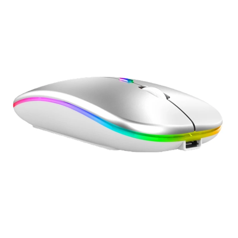 

Wireless Mouse, Ultra Slim Colorful LED Rechargeable Mouse 2.4G PC Computer P9YA