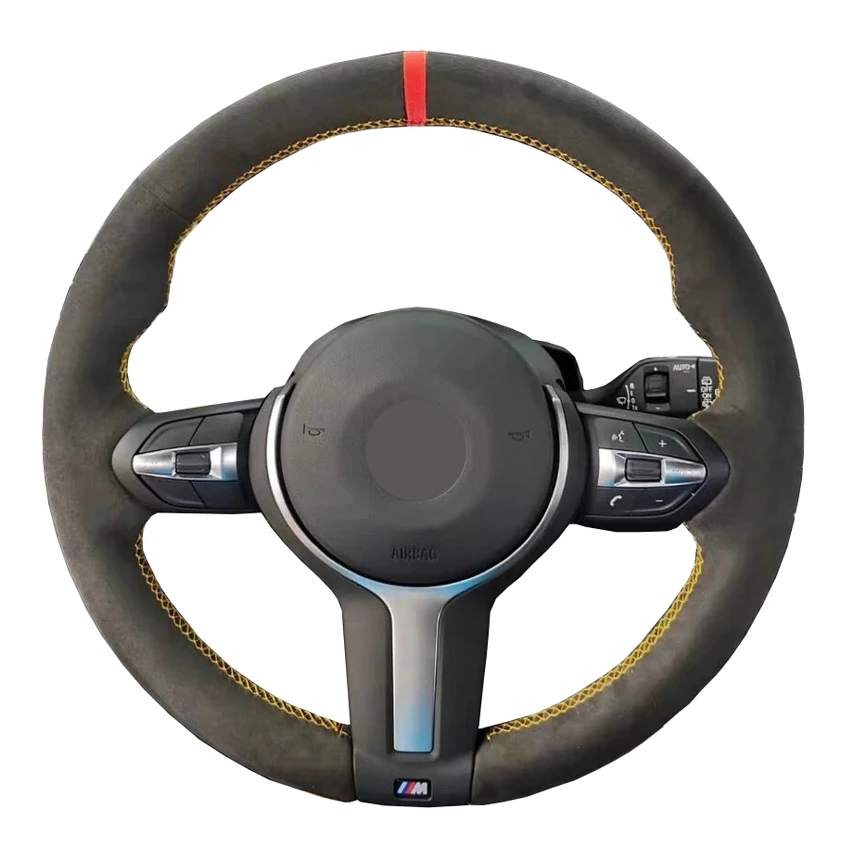 

Black Faux Leather Car Steering Wheel Cover for BMW (M Sport) 4 Series 428i F32 F33 F36 2013-2019 5 Series F10 F11 F07 2013-2017