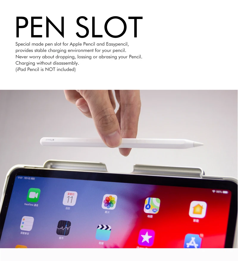[Новинка] синяя зубная лапка Беспроводная клавиатура-чехол для iPad pro 11 дюймов, Премиум жесткий чехол+ 7 цветов подсветка+ умный сон/Wakeup
