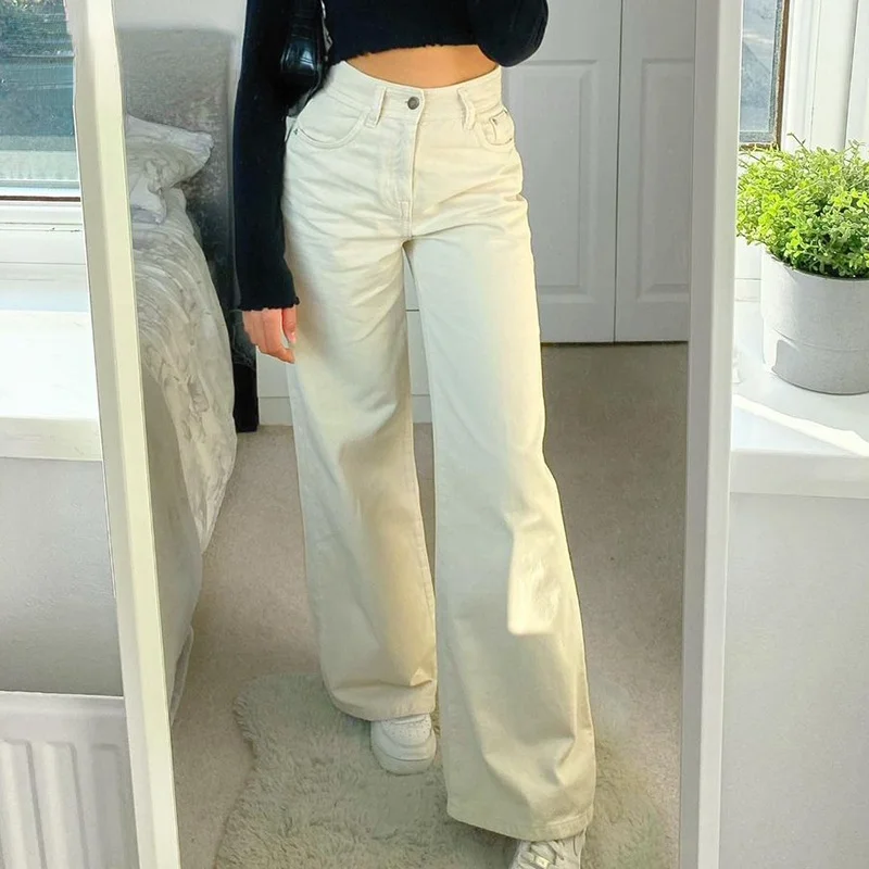 

Wide Jeans Baggy Pockets Zipper Cargo Pants Y2K Aesthetic Deinm Pants Fahion Mom Pants Women Korean Vintage Trousers