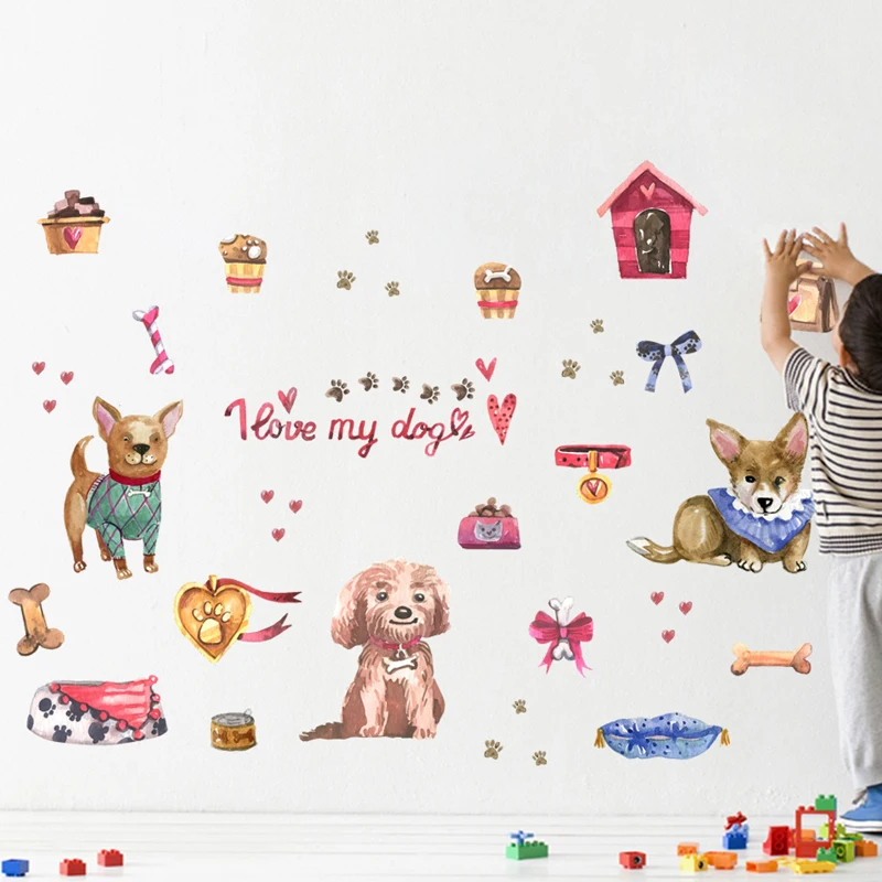 Наклейки на стену с изображением собаки для детской комнаты спальни гостиной