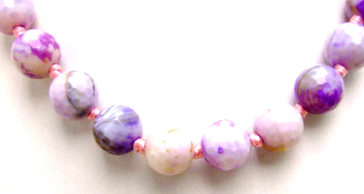 Колье женское из натурального агата с круглым граненым камнем 11-12 мм 18 дюймов