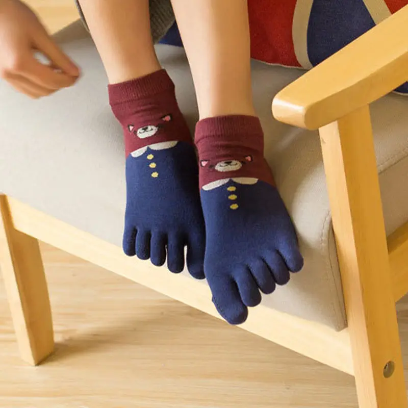 Лидер продаж 1 пара Для женщин и девочек мягкие носки с рисунком кошки пять пальцы