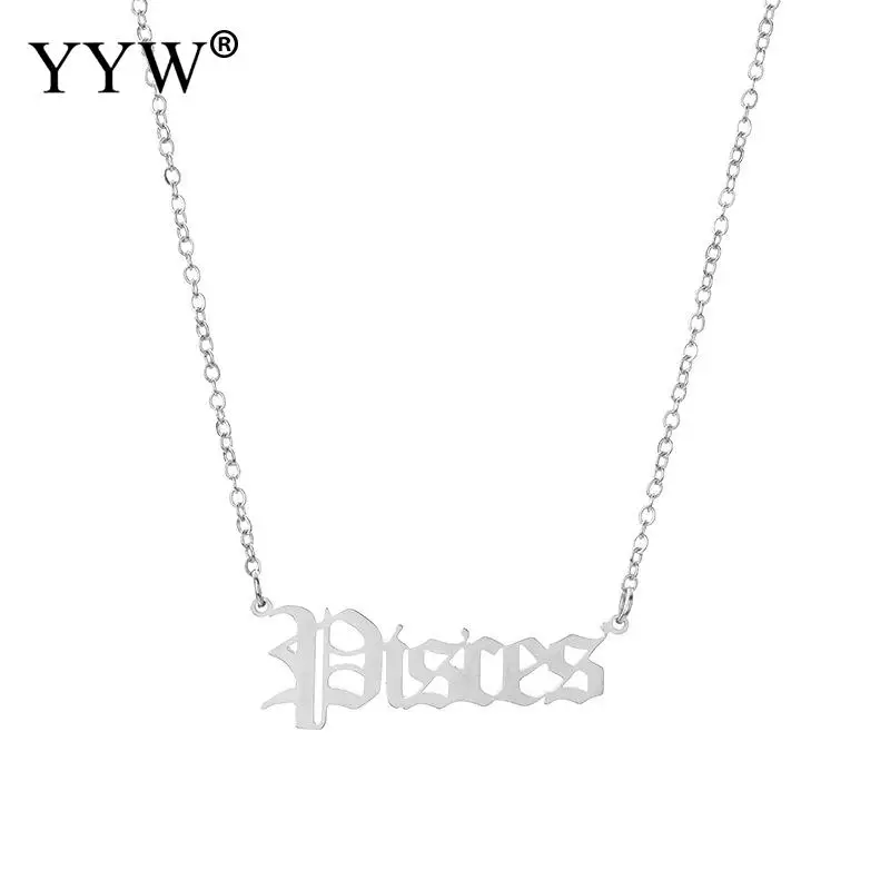 

Stainless Gold Color English Letter Necklaces Fashion Creativity European Necklace Jewelry Girls Twelve Constellation Alphabet