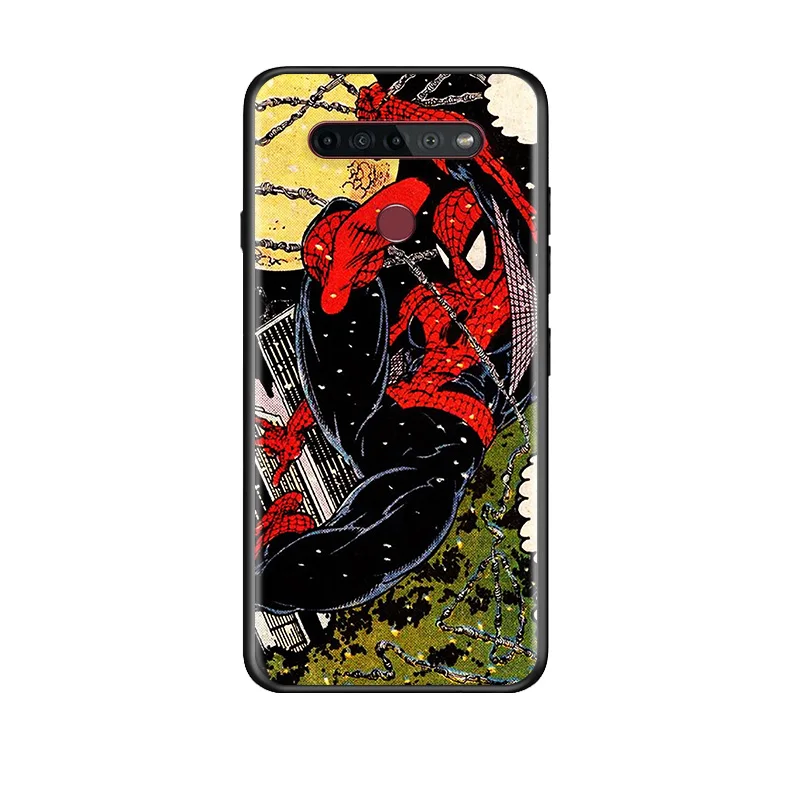 

Marvel Avengers Super Hero Spider-Man For LG G8 G8S G8X V30 V30S V40 V50 V50S V60 Q60 ThinQ 5G TPU Silicone Black Phone Case