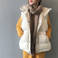 autumn and winter women cotton warm vest solid color loose vest korean style sleeveless short jacket jacket 2021 fashion