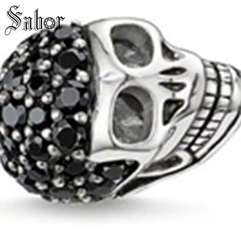 Лидер продаж большая бусина в виде черепа с большим ПАВЕ самые модные бусины