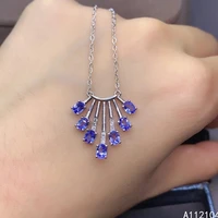kjjeaxcmy fine jewelry 925 silver inlaid natural tanzanite women noble elegant heart ol style gem necklace pendant support detec
