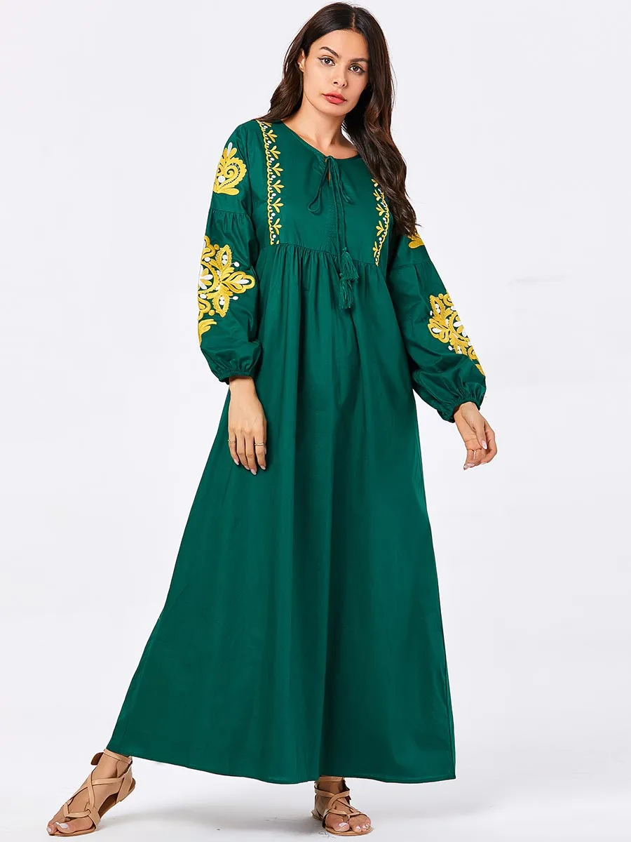 BNSQ женские мусульманские Длинные платья плюс размер халат вышивка abaya открытый Дубай Парер Рамадан Повседневный кафтан длинное платье