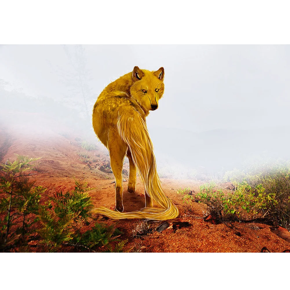 

5D Diy Diamond Painting Yellow Fox Wild Jungle Life Rhinestone Square/round Diamond Embroidery Mosaic Bead Home Decoration Gift