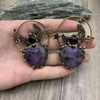 boho soldered heart shape natural amethysts crystal vintage necklace pendants for diy bohemia jewelry beads my211011