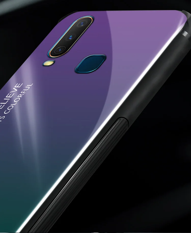Чехол Vivo Y12, градиентный чехол из закаленного стекла для Vivo Y17 Y15 U10 U3x, градиентный цвет, глянцевая стеклянная защитная крышка, 6,35 дюйма