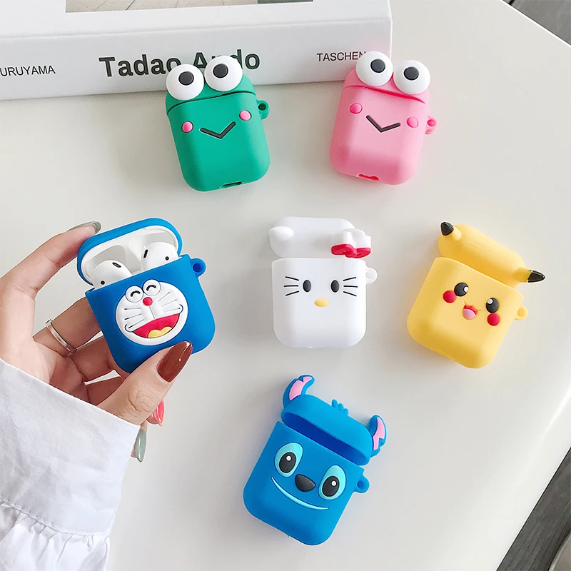 Силиконовый чехол для наушников для Apple Airpods 1 2, милый 3D мультяшный чехол для зарядки, чехол для наушников s для Airpods 2, полный защитный чехол