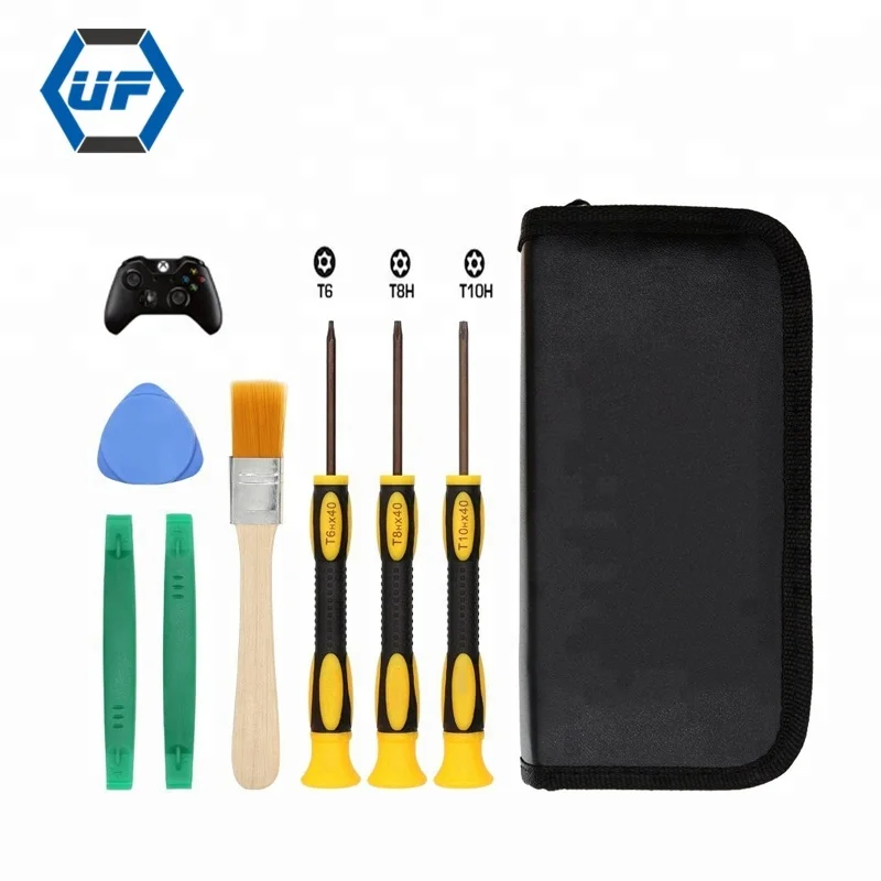 

7 IN 1 Game Repair Kit Safe Prying Tool Cleaning Brush T8 T6 T10 Screwdriver Set for Xbox 360 Controller and PS3 PS4