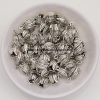 50pcslot zinc alloy tibetan silver european charm tulip shape pendant size 14x7mm ha12410b