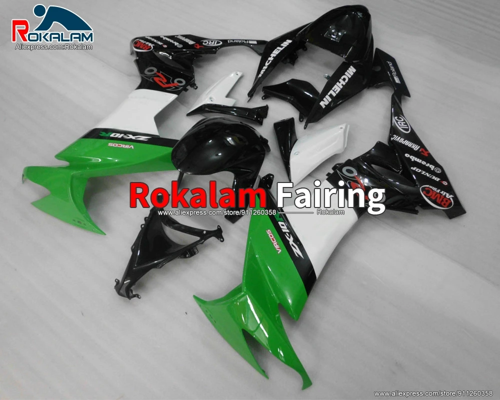 

Комплект кузова для Kawasaki ZX10R 2008 2009 ZX-10R Ninja 08 10, зеленый, черный, белый обтекатель для мотоцикла (литьё под давлением)